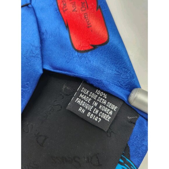 Dr. Seuss One Fish Two Fish Red Fish Blue Fish Necktie 1997 Silk W4"X L58" Vtg - Picture 9 of 12